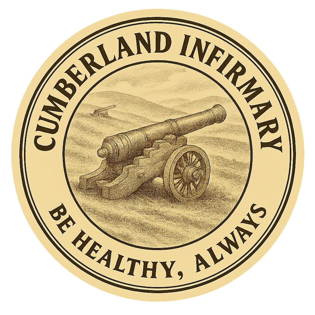 Cumberland Infirmary stop logo — Jacobite cannon circular badge